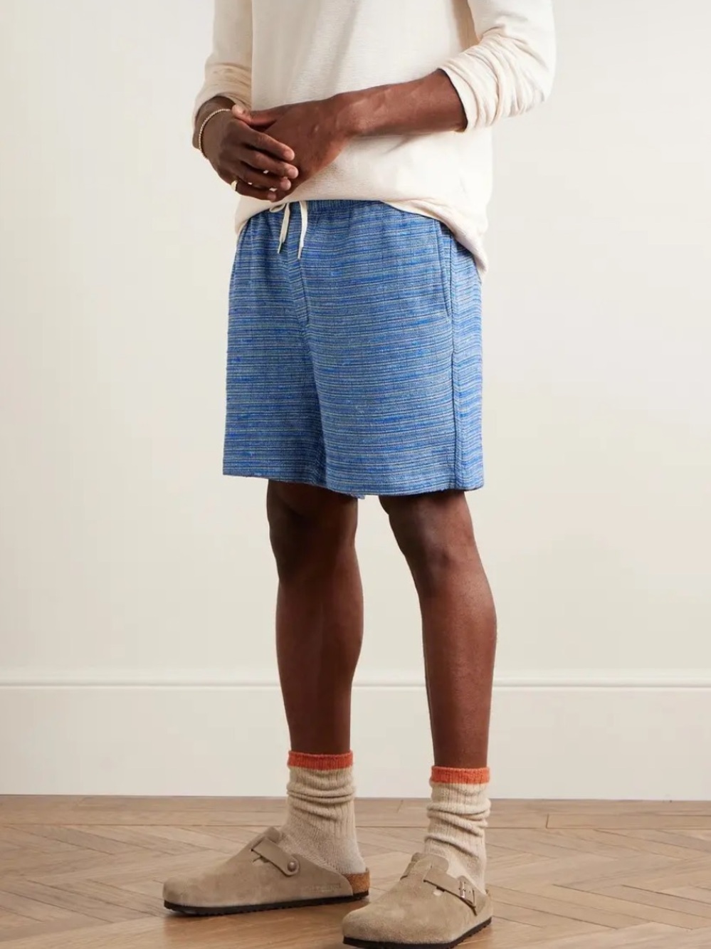 Corridor Surf Straight Leg Striped Jacquard Drawstring Blue Shorts - Sm